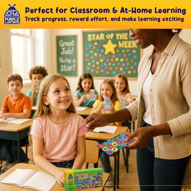 Thumbnail 1 de Purple Ladybug 1260 Scratch and Sniff Stickers 🎨