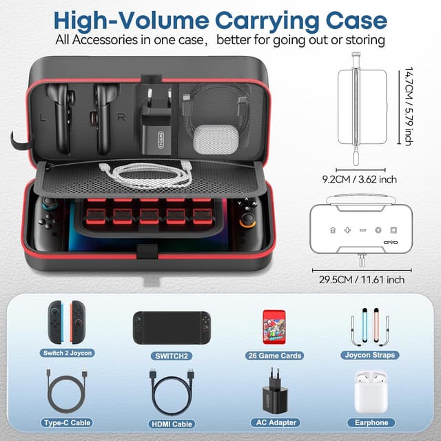 Detalle 2 de OIVO Switch 2 2025, funda con 26 tarjetas