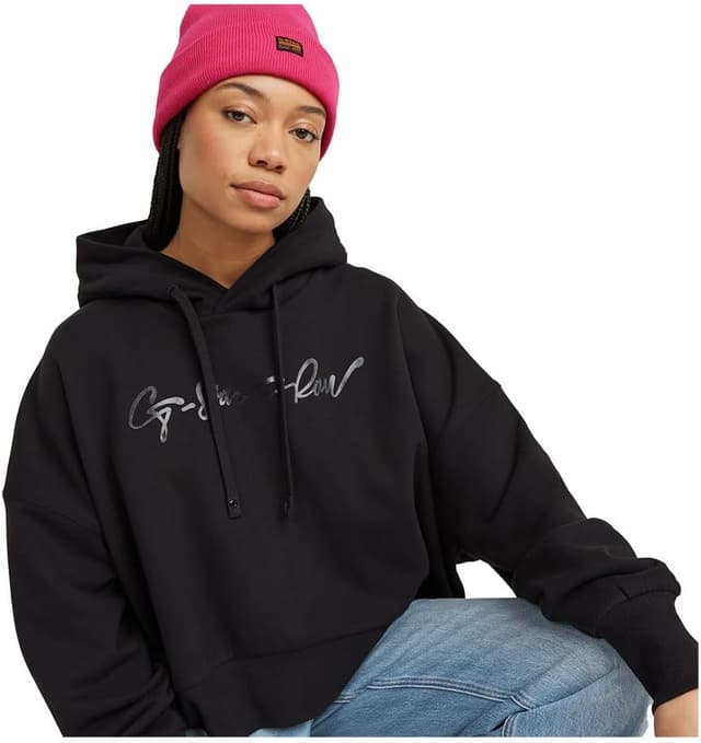 Detalle de G-Star Damen G-Script Oversized Hooded Sweater mit Kapuze