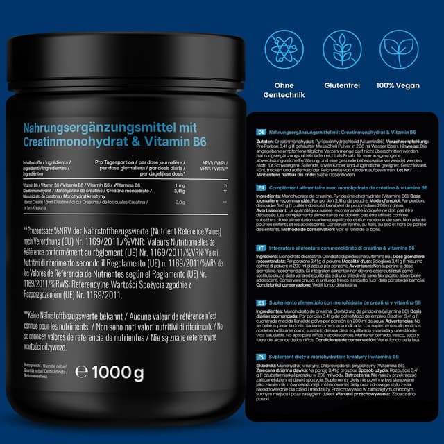 Thumbnail 4 de Creatin Monohydrat Pulver 1000g 💊
