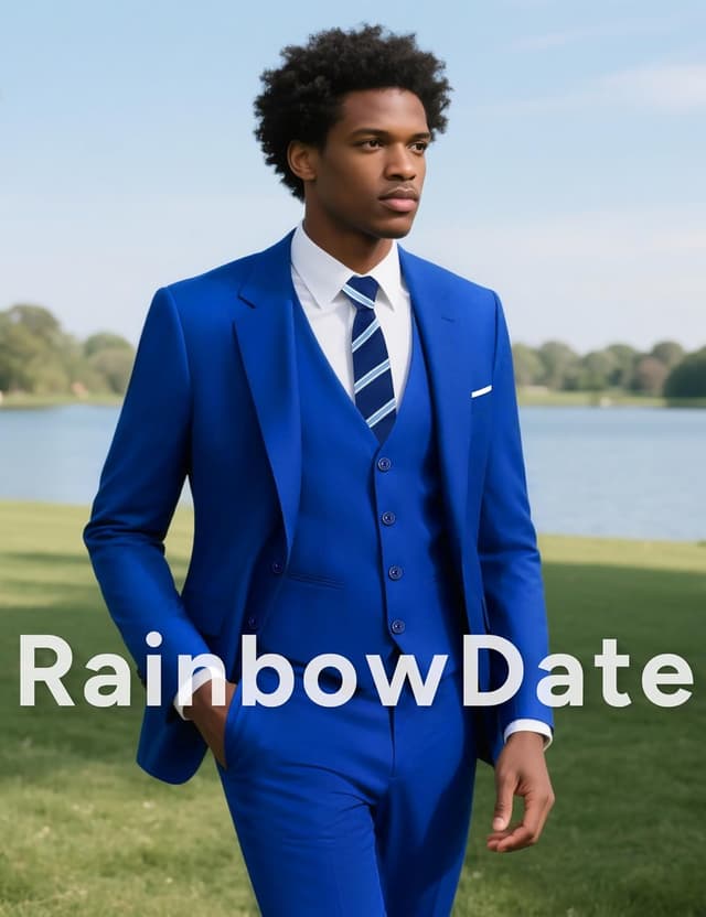 Detalle de RainbowDate Men’s Stretch Slim Fit 3-Piece Suit (2-Button Jacket) with Adjustable Waist Pants