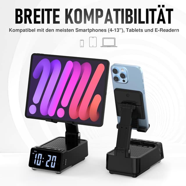 Detalle de ZOOI Vatertagsgeschenk für Papa: Bluetooth-Lautsprecher mit Handyständer für Smartphones bis 13 Zoll