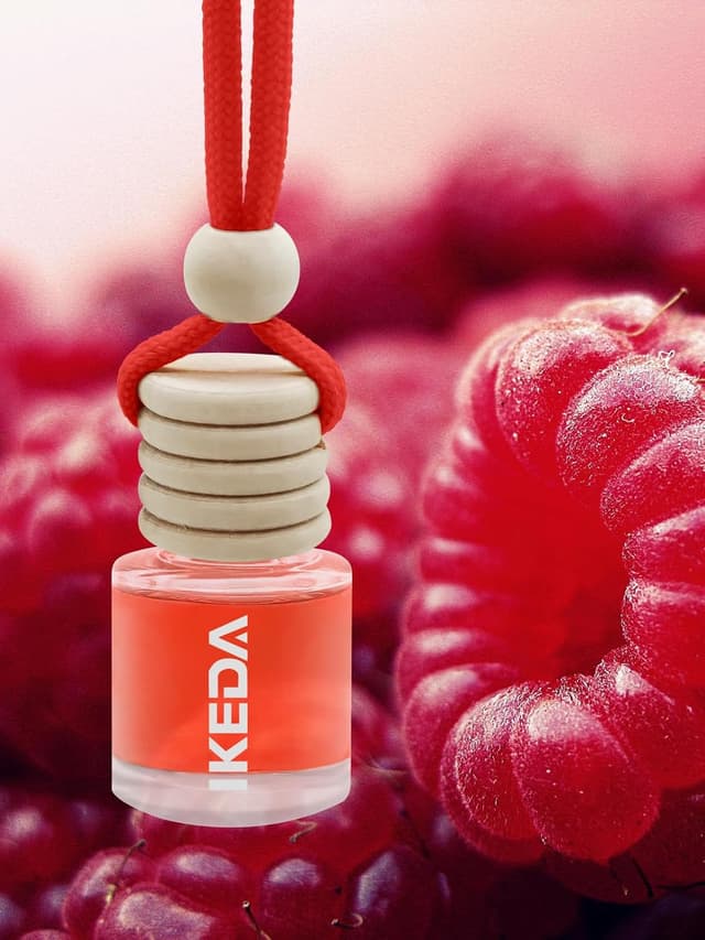 Detalle de Ikeda Auto-Lufterfrischer für Männer und Frauen (45+ Tage), 10 ml – hängender Lufterfrischer mit Clip für Auto und Zuhause, Beere