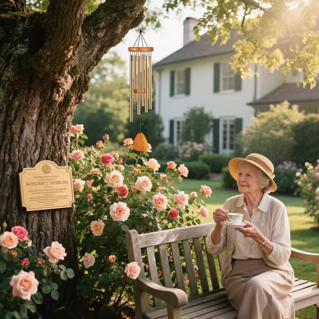 Detalle 1 de Waterproof memorial wind chimes, gold
