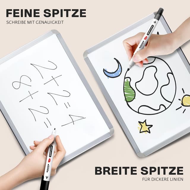 Detalle de SmartPanda Whiteboard Marker Set mit Doppelspitze (12 Farben) – abwischbar, non permanent