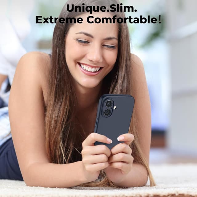 Thumbnail 6 de SUPFINE iPhone 16 Plus Case in Midnight Blue: liquid silicone, slim shockproof protection