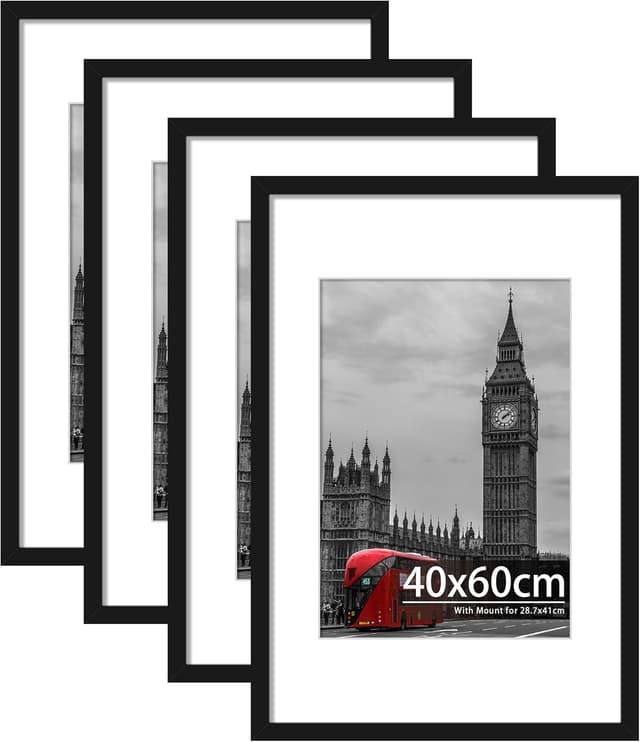 Detalle de Tinkeps 4 Pack 40x60cm Black Picture Frame (Engineered Wood & Plexiglass) for A3 Prints