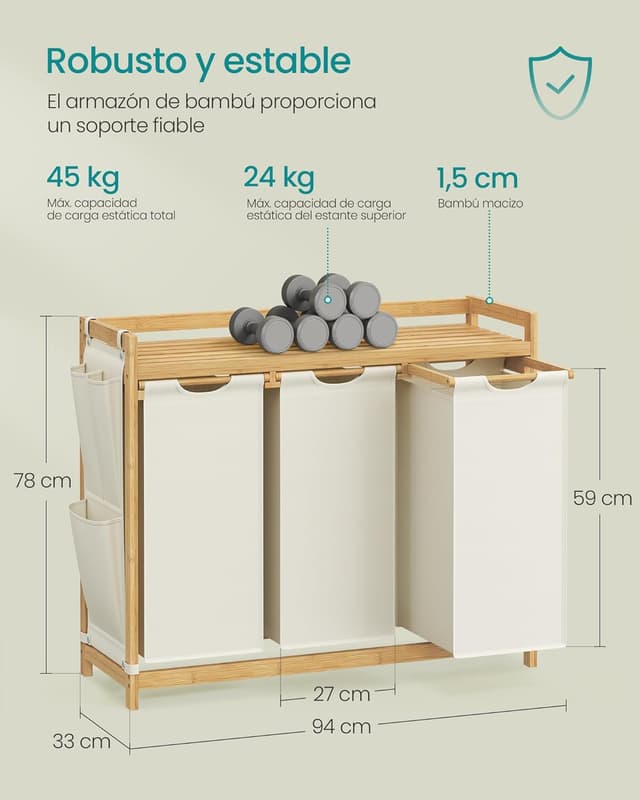 Thumbnail 6 de SONGMICS RLH115W01 Cesto ropa 150 L