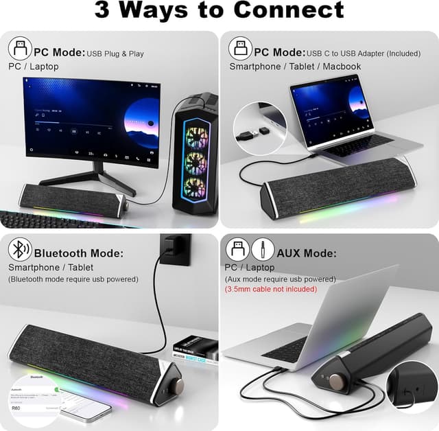 Detalle 1 de SOULION R60 Bluetooth soundbar speakers 5W