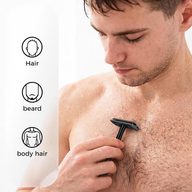 Thumbnail 6 de ZOMCHI Rasoir de sécurité homme noir avec 5 lames double tranchant (zéro déchet)