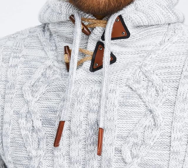 Detalle 2 de Leif Nelson maglione da uomo con cappuccio LN-5400 in felpa a maglia