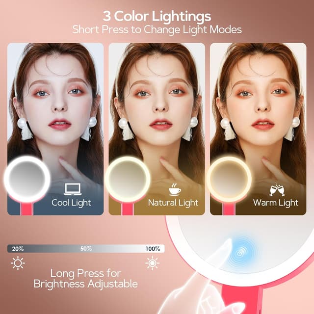 Detalle 2 de MIYADIVA 30X Vergrößerungsspiegel mit Beleuchtung – 3-farbige LED, 3-in-1 Halterung