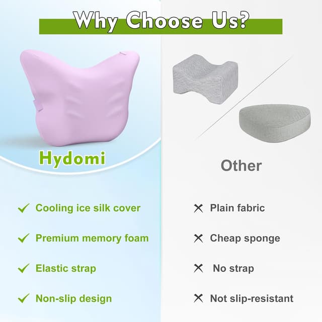 Detalle de Hydomi Foot- & Leg-Rests Orthopaedic Knee Pillow for Side Sleepers with Cooling Cover