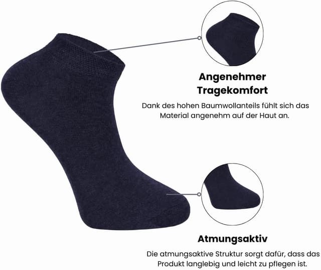 Detalle de dabisocks Sneaker Socken Herren & Damen – 10 Paar Premium Baumwollsocken in Schwarz, Weiß & Grau (35-49)