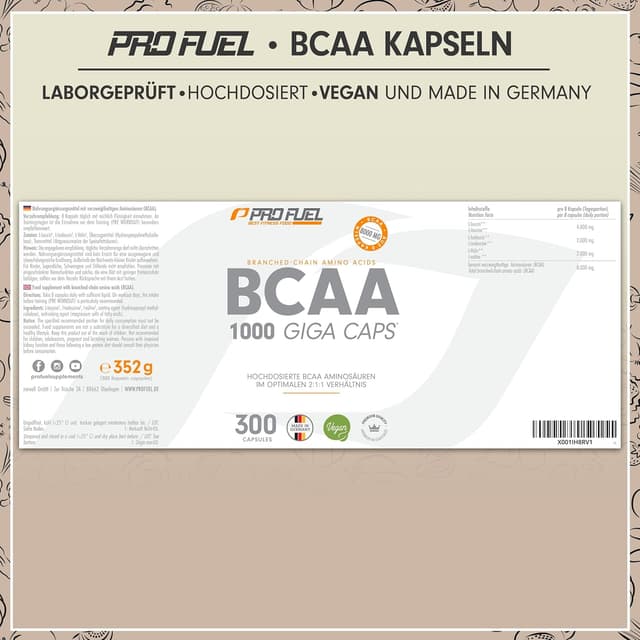 Detalle 2 de BCAA 1000 Giga Caps mit 8.000 mg BCAA