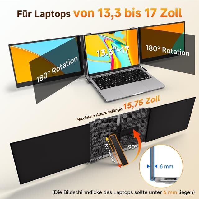 Thumbnail 3 de Newwin Laptop Bildschirmerweiterung 14 Zoll