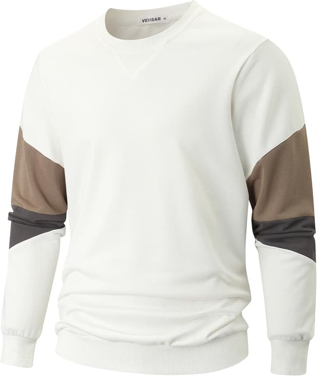 Detalle de VEIISAR Herren Sweatshirt mit Rundhalsausschnitt (280 g/m²) – Basic Pullover für Freizeit & Sport