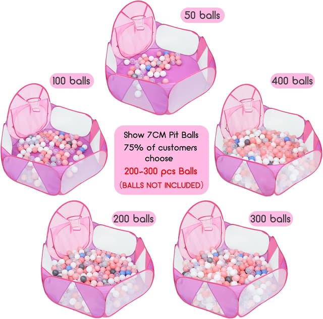 Detalle de Eocolz Grand bac à balles pour enfants – tente pop-up et maison de jeu avec panier de basket et sac de rangement