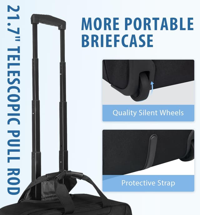 Detalle 2 de EMPSIGN Borsa per laptop con ruote trolley fino a 17,3" e tasca RFID, impermeabile – nero