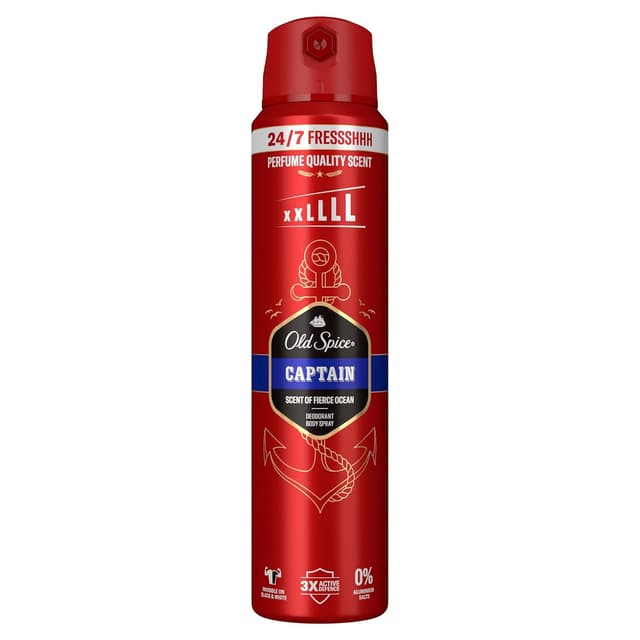 Detalle de Old Spice Captain Deo-Spray für Männer (250 ml) – 24/7 Frische ohne Aluminiumsalze