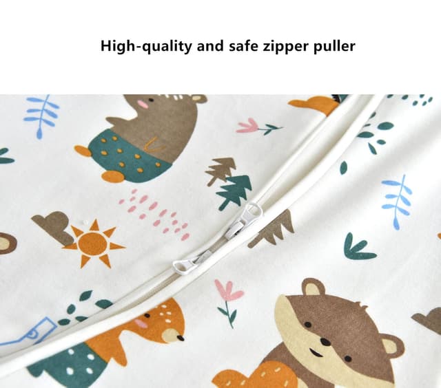 Detalle de Chilsuessy Baby Ganzjahres-Schlafsack 1,5 Tog aus 100% Baumwolle mit abnehmbaren Ärmeln und Füßen – Dschungeltiere