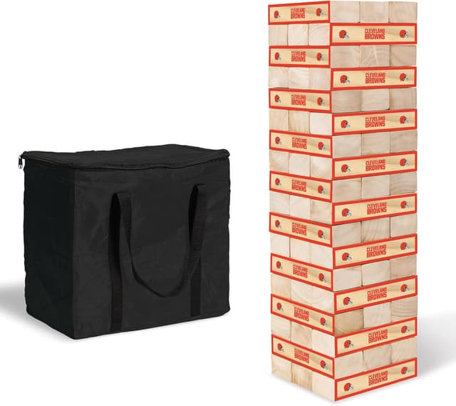 Detalle de Wild Sports NFL Giant Stacking Wooden Blocks (Official League Team Logos) – Tumbling Tower Classic Family Game
