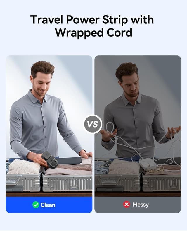 Detalle de ORICO Travel Extension Lead with USB Slots (2 outlets, 3 USB ports, 13A) – rollable power strip for travel and home