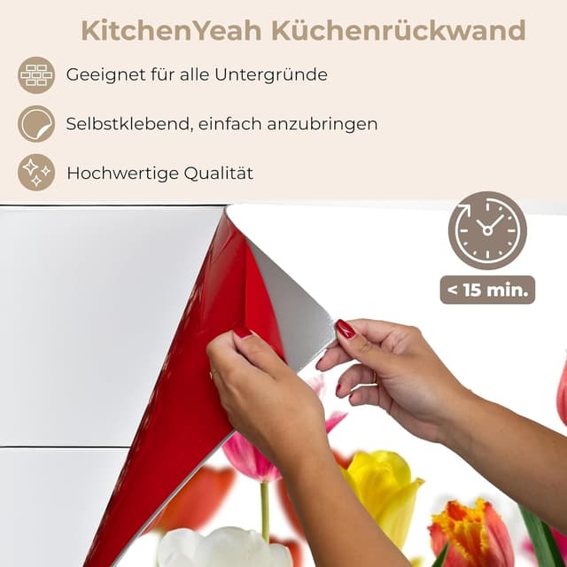 Detalle 2 de KitchenYeah Rückwand Küche 80x200 cm – selbstklebender Rückwandschutz mit Spritzschutz-Funktion