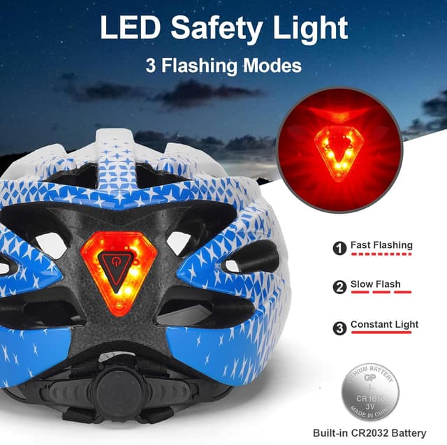 Detalle de Bike Helmet Men Women Cycle Helmet with Light (54–62cm) – 21 Vents Adjustable MTB/Road Helmet