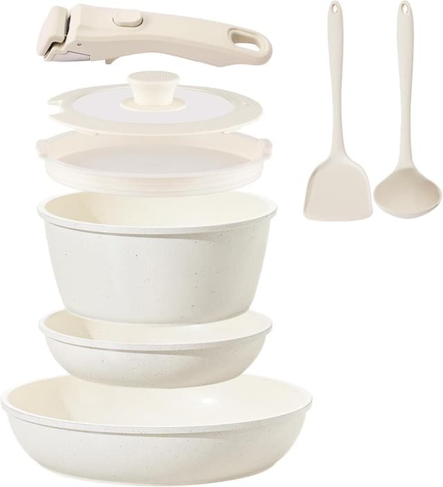 Detalle de Coicur Ceramic 8Pc Cookware Set 70% Space Saver