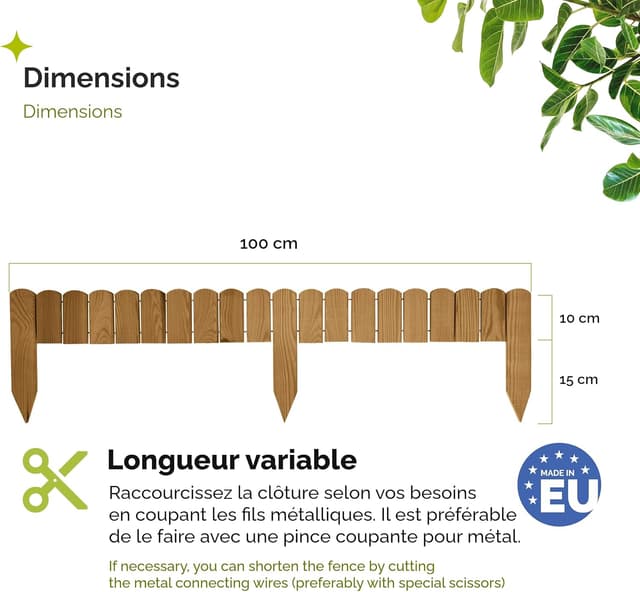Detalle 2 de Garronda GD-0148 : bordure de jardin en bois (clôture/palissade) pour délimiter vos espaces extérieurs