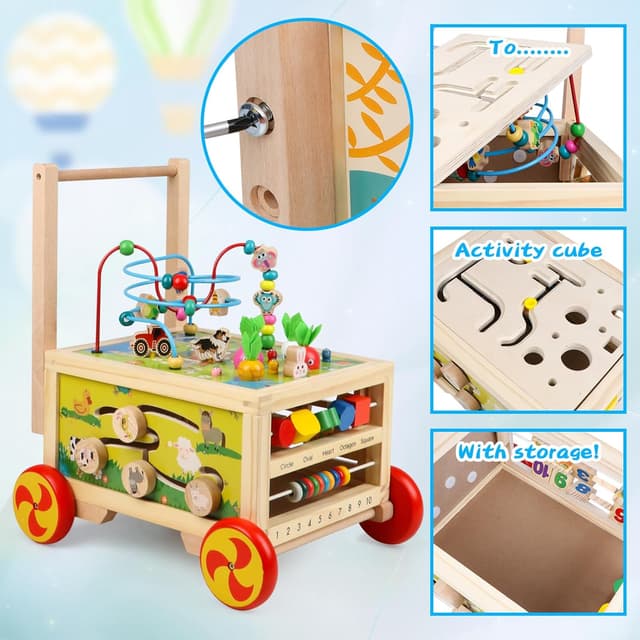 Thumbnail 5 de KABENFIS Wooden Activity Cube with wheels 🚂