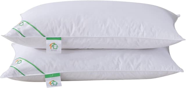Thumbnail 6 de SUFUEE Luxury Goose Feather & Down Pillow Pair with 100% Cotton Cover (Standard)