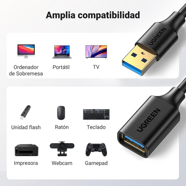 Detalle 2 de UGREEN Cable Alargador USB 3.0 - 2 Metros 🖥