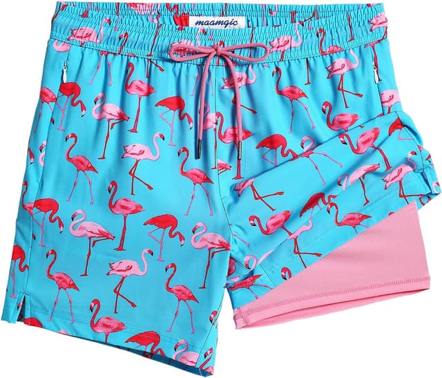 Detalle de MaaMgic Herren Badehose 2-in-1 mit Kompression und Innenhose (ca. 14 cm Innenlänge), schnelltrocknend