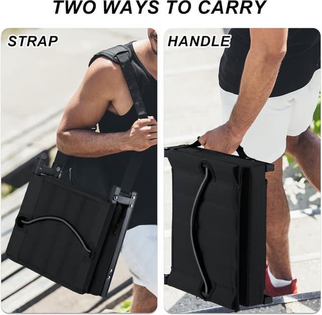 Detalle de Aliphon Stadium Seat for Bleachers with Back Support, Cushion, Cup Holder & Shoulder Strap (Black)