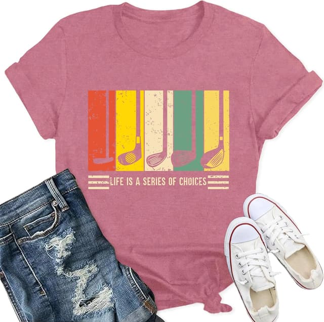 Detalle de Qskall Women’s Golf T-Shirt – “Life Is A Series of Choices” tee top