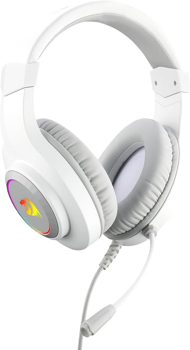 Detalle de Redragon H260 Hylas kabelgebundenes Gaming-Headset (50-mm-Treiber) mit Mikrofon und RGB – weiß