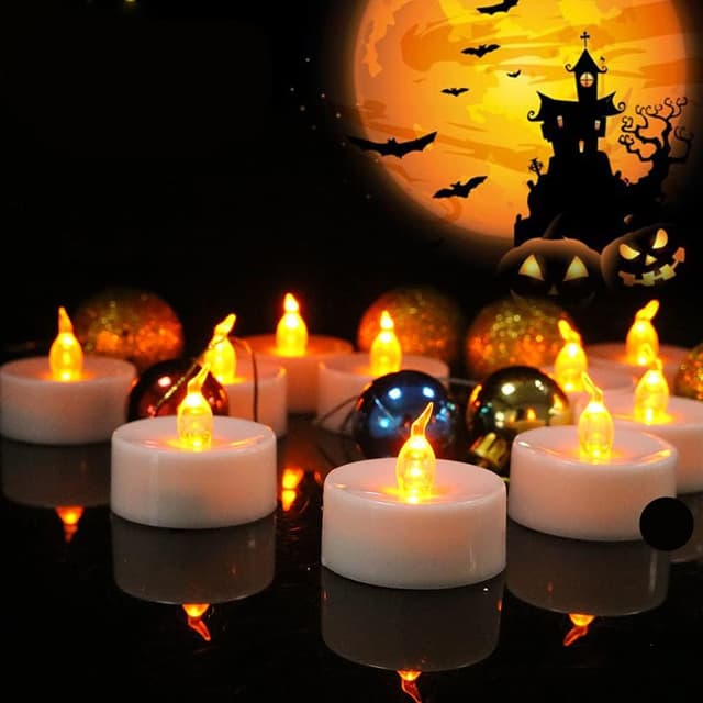 Detalle de Led Tea Lights 50-Pack flameless LED tealight candles with CR2032 batteries
