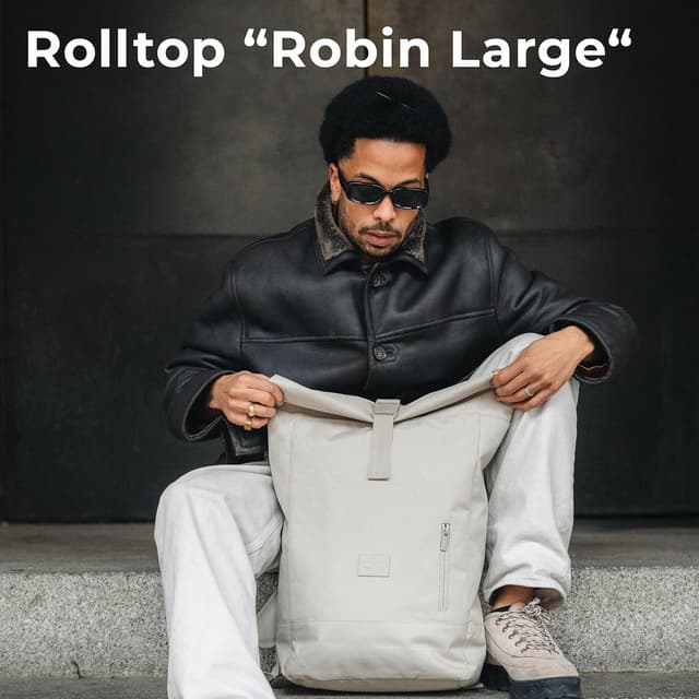 Detalle de Johnny Urban Rolltop Rucksack „Robin Large“ – Rolltop-Tagesrucksack mit 16-Zoll-Laptopfach, 18–22 L