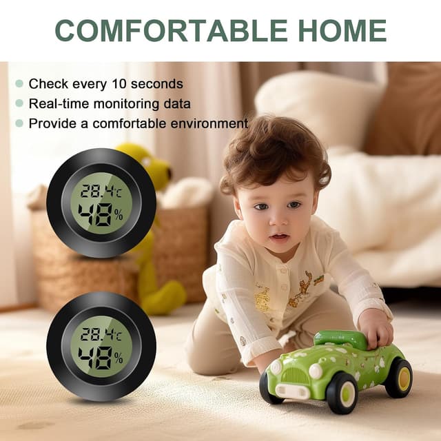 Detalle de Lot de 3 mini thermomètres numériques d’intérieur Wowfast (hygromètre LCD) pour température et humidité