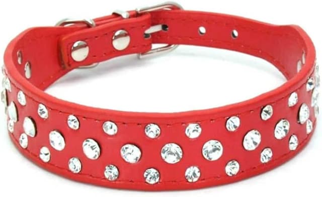 Detalle de Rhinestone Dog Collar Adjustable PU Leather