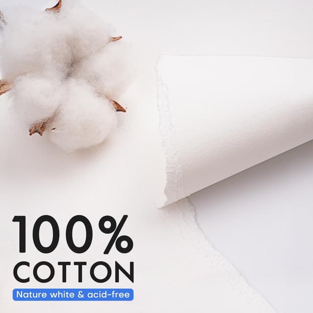 Detalle 2 de Fuumuui Watercolor Paper Block (9x12 Inch) — 100% Cotton, Cold-Pressed, 22 Sheets (140 lb / 300gsm)