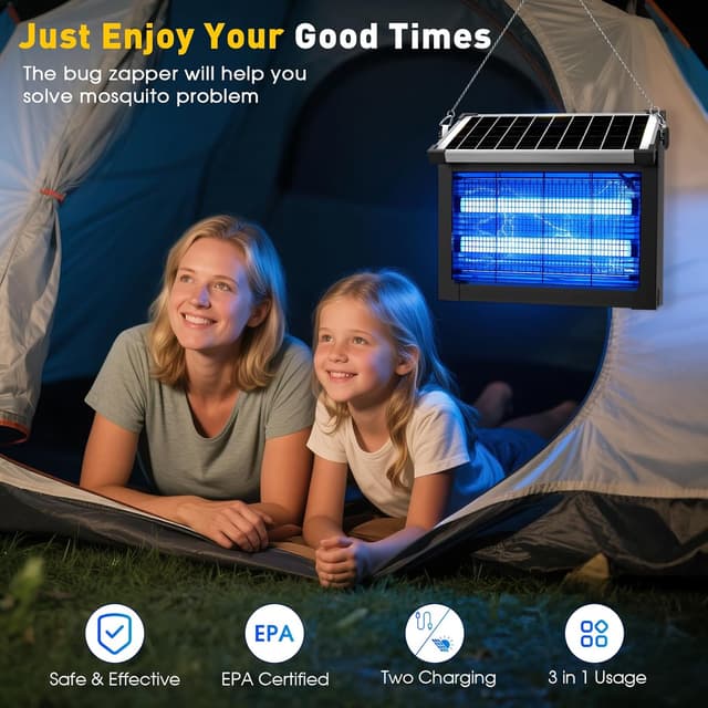 Thumbnail 6 de Solar Bug Zapper Outdoor (4500V) by Newly Upgraded — Cordless Rechargeable Solar Mosquito Zapper, IP66 Waterproof