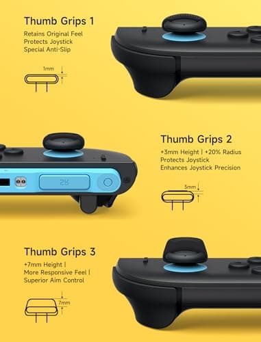 Detalle de JSAUX Grips para Nintendo Switch 2: tapones para palancas con agarre mejorado (negro, 3 pares)