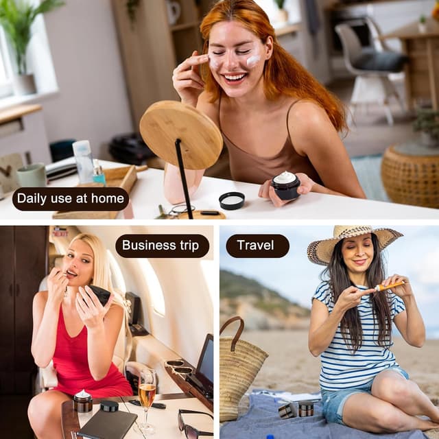 Thumbnail 6 de 50ml Amber Glass Jars (6 Pack) by GAUATO – Reusable cosmetic storage pots with lids, for creams, lotions & travel