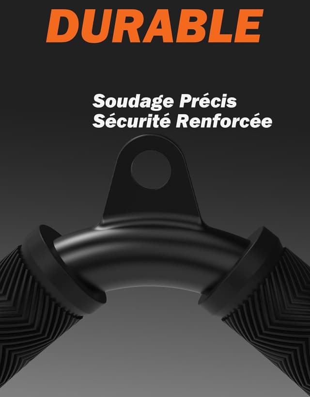 Detalle de Fitarc Barre V Triceps pour poulie (accessoire pour machine à câbles) avec poignées antidérapantes en caoutchouc, charge max 180 kg