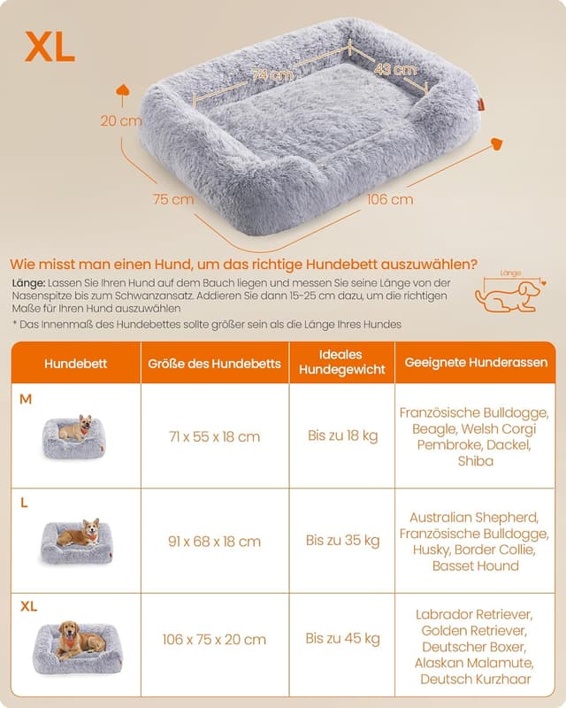 Thumbnail 3 de Feandrea Hundebett Hundekissen 106x75x20 cm