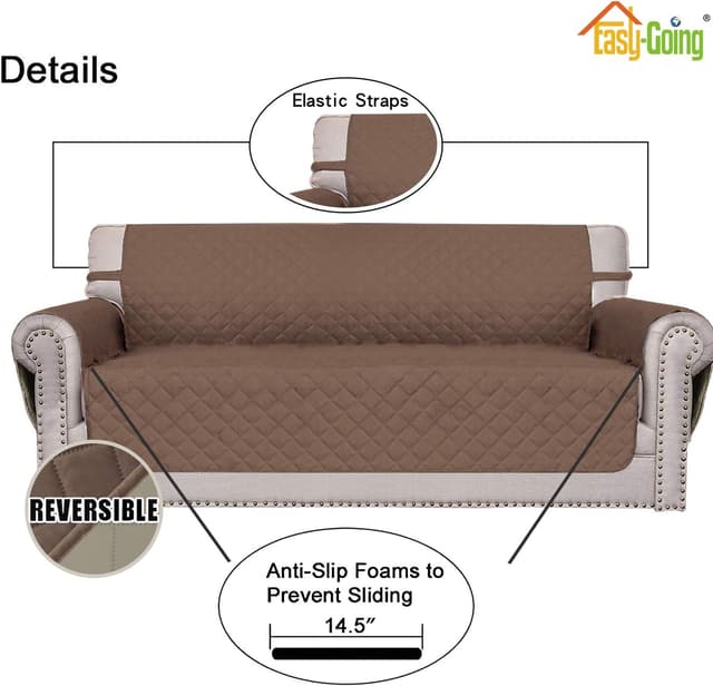 Thumbnail 2 de Easy-Going Reversible Chair Slipcover, Brown 🛋