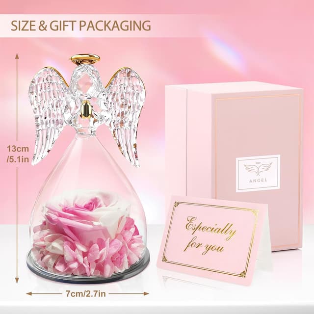 Detalle 1 de Yamonic Ewige Rose Engel Geschenk 13 cm